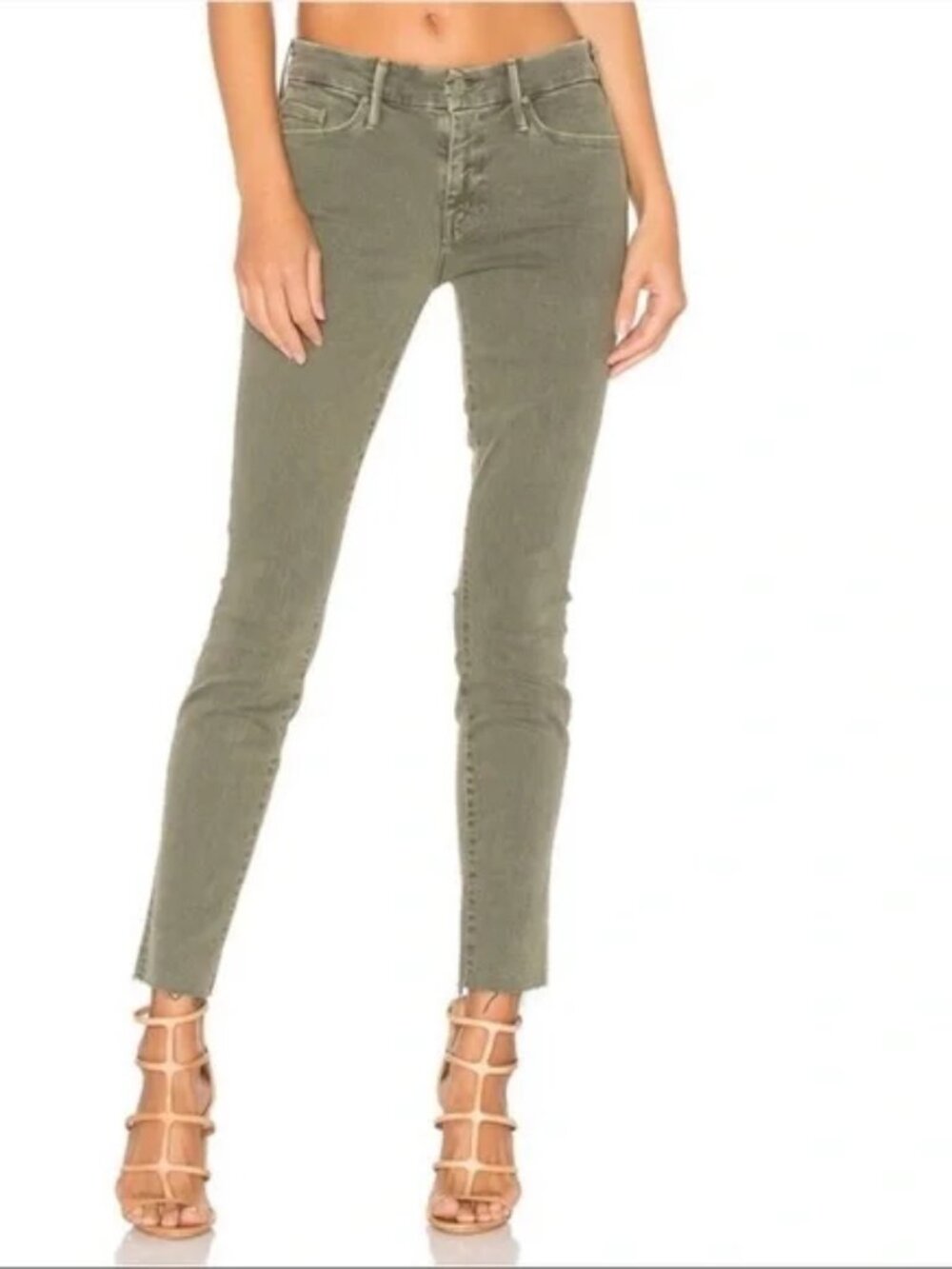 Mother The Looker Crop Gold Label Teal Grass Green Premium Jeans